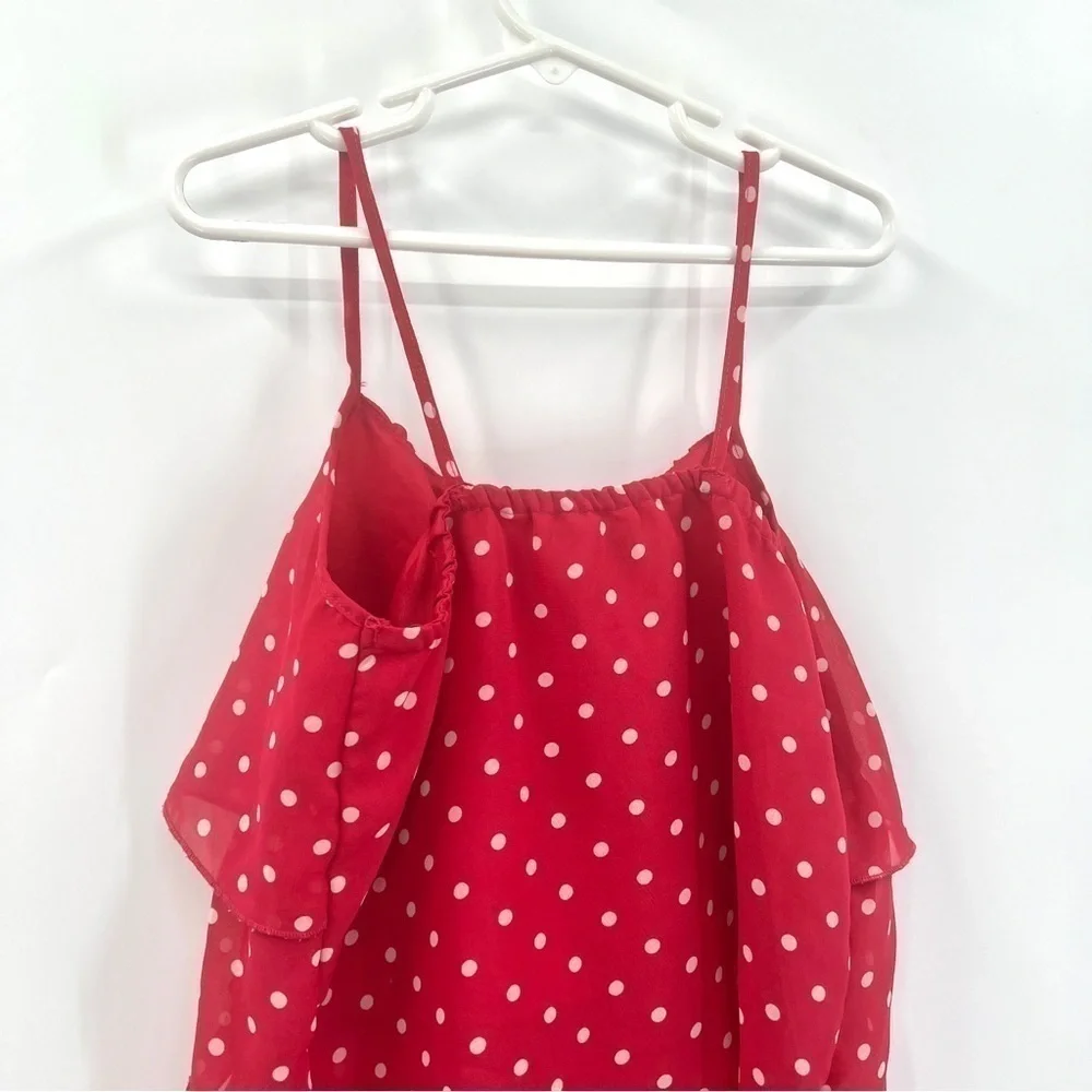 THE CHILDREN'S PLACE Girl's Pink & White Polka Dot Tiered Tank Top Size M